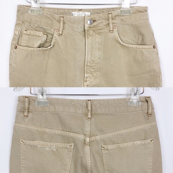 Free People Dakota Straight Leg Jean Distressed Tan New - Picture 5 of 15